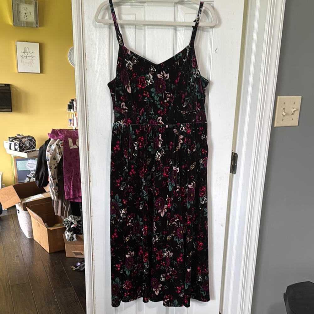 Torrid Black and Pink Spaghetti Strap Midi Sundress